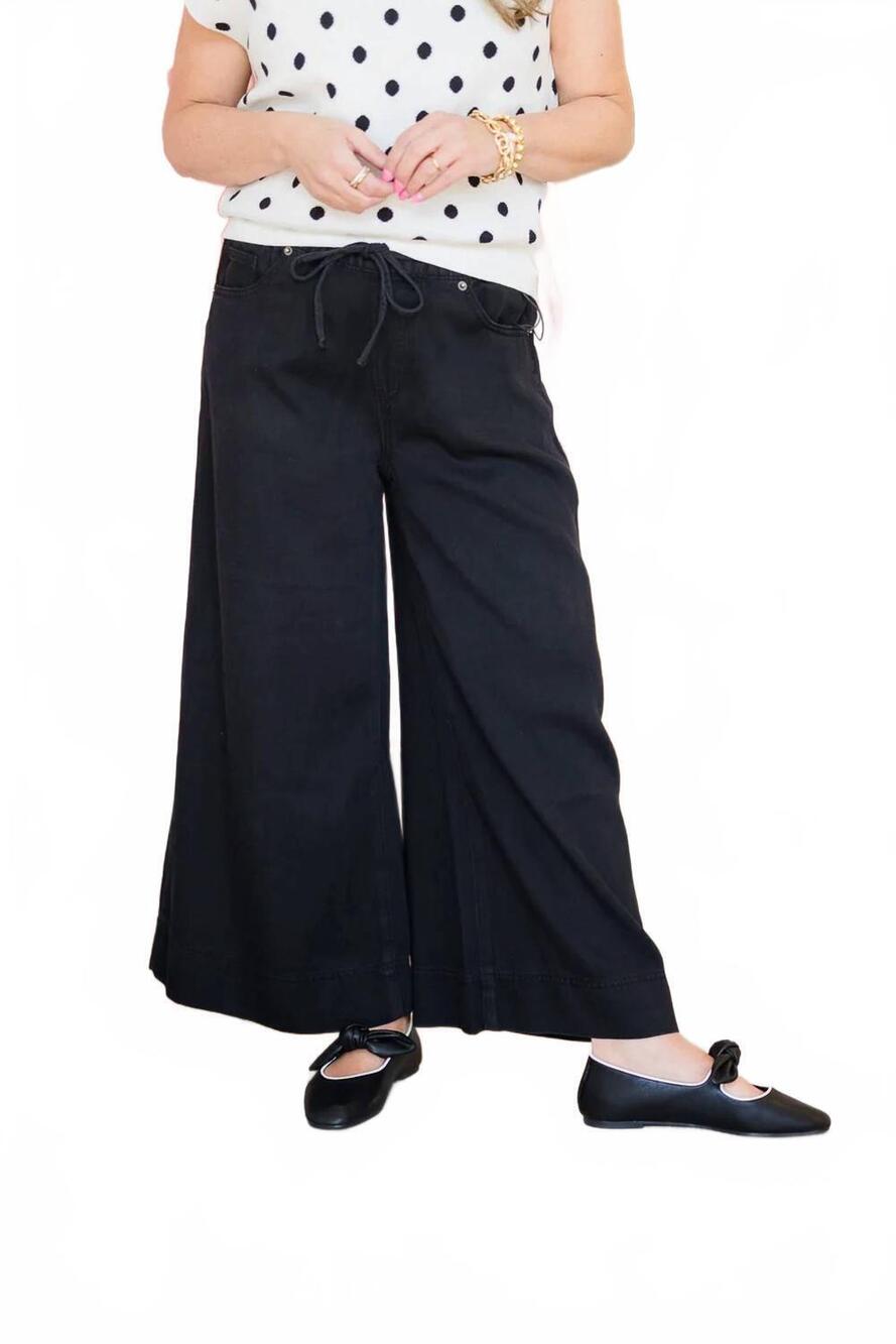 NEW MICA DENIM women's high rise wide jogger in black